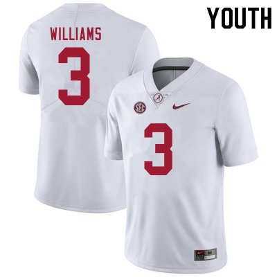 NCAA Youth Alabama Crimson Tide #3 Xavier Williams Stitched College 2020 Nike Authentic White Football Jersey ZO17R46TY